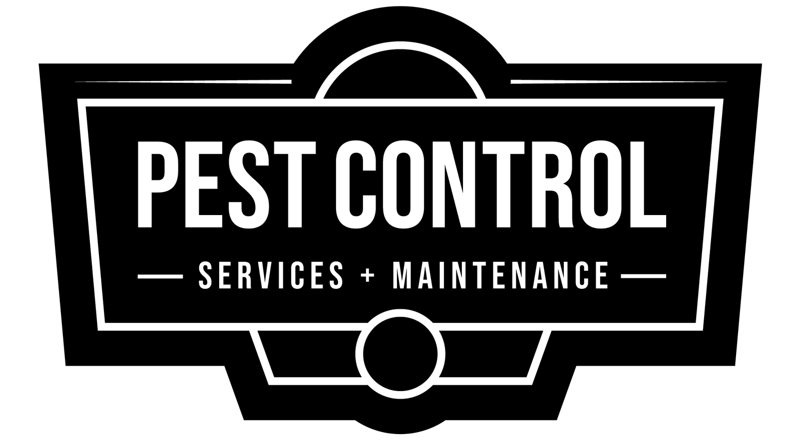Pest Control Services & Maintenance logo in black and white - transparent